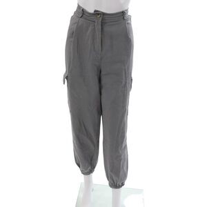 Biscote Women Military Cargo Pants Gray Cotton Button Inseam 24 Size M